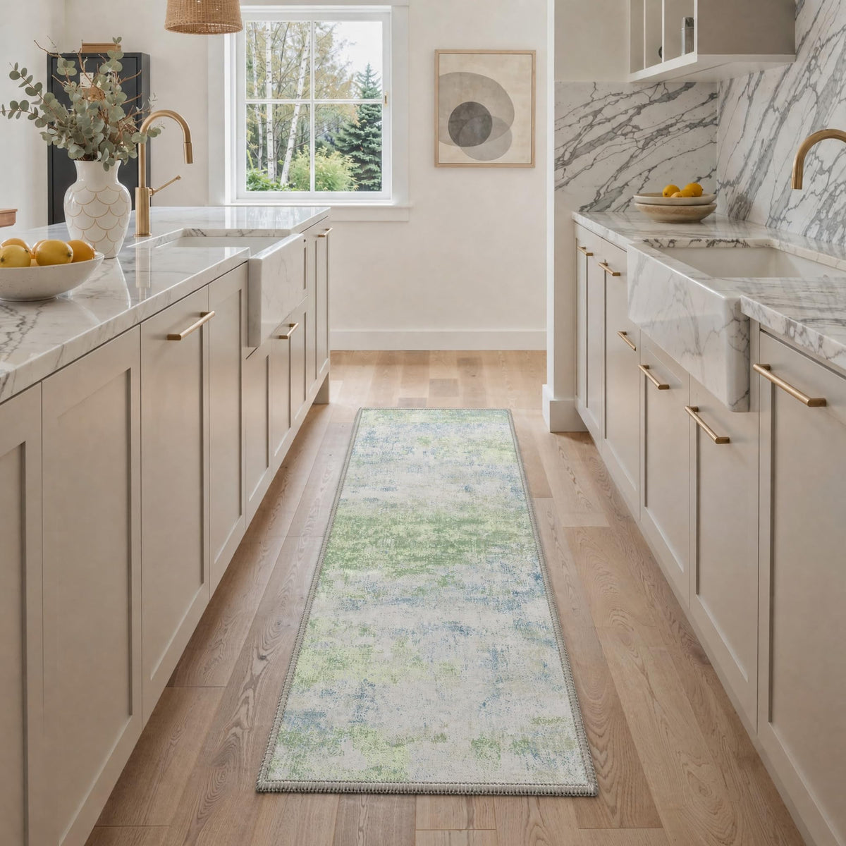 BEIMO 5x7 Green Abstract Area Rug, Washable Non-Slip for Bedroom