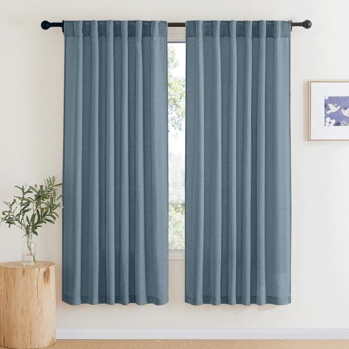 RYB HOME White Sheer Curtains for Living Room Patio Glass Door, W52 x L95