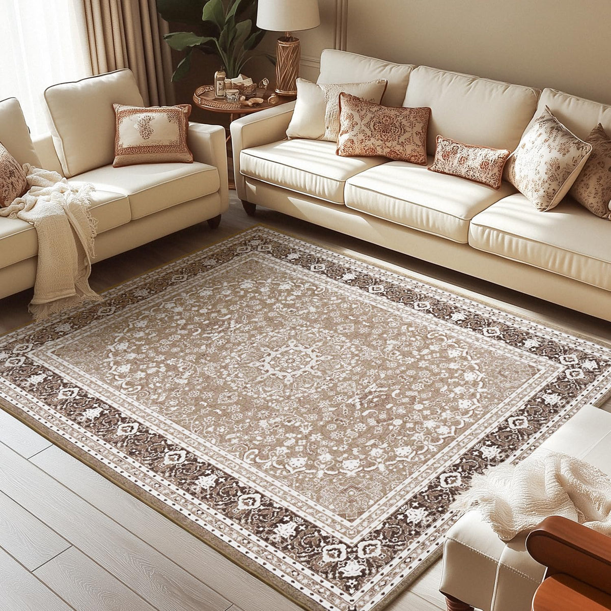 Lessymo 8 x 10 Area Rugs for Living Room, Machine Washable Rug Grey White