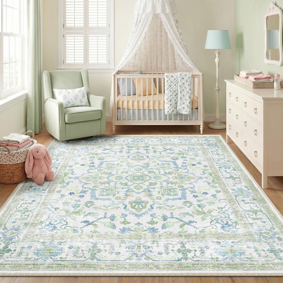 CAPALOCA 5x7 Washable Nursery Girls Low Pile Area Rug Pink