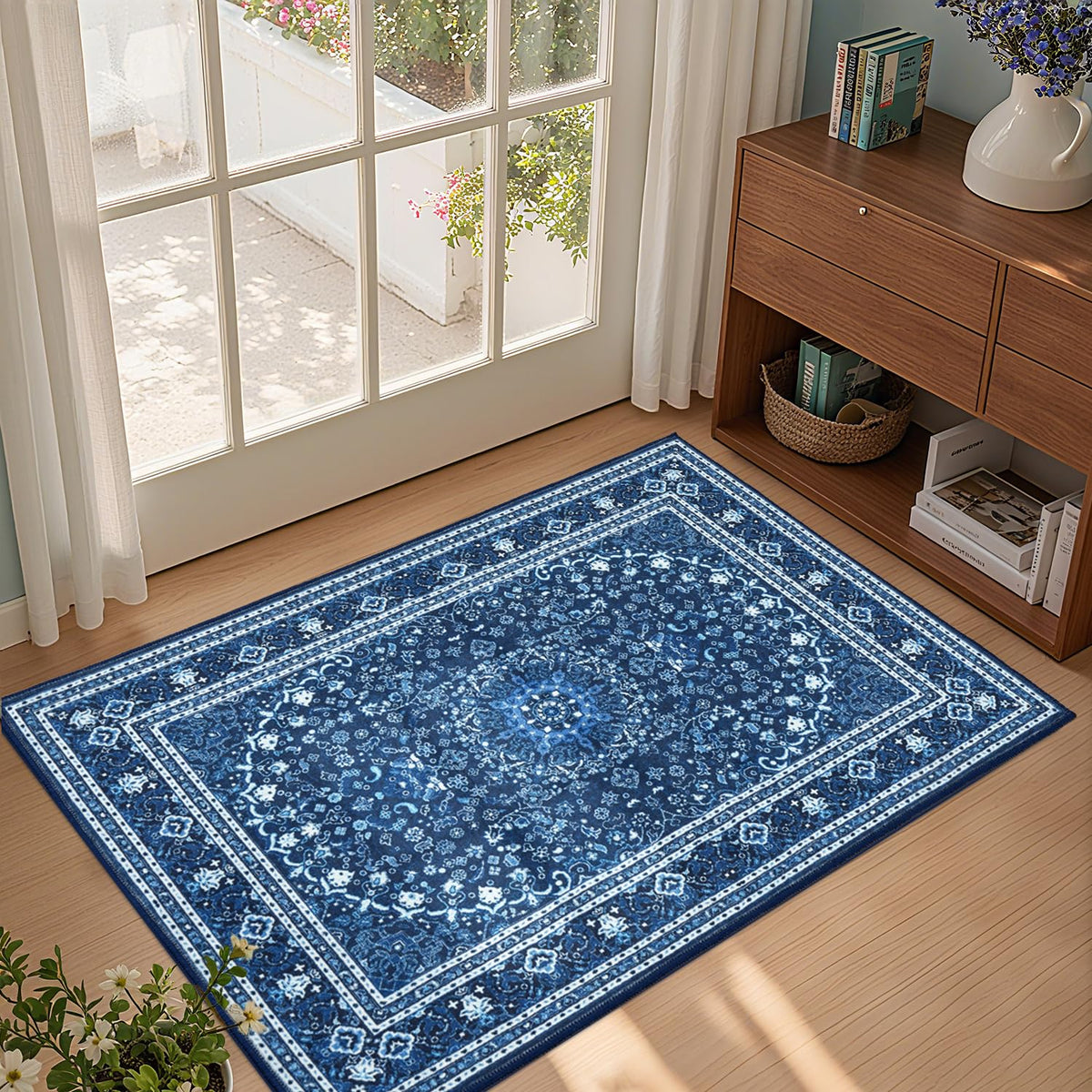 Lessymo 8 x 10 Area Rugs for Living Room, Machine Washable Rug Grey White