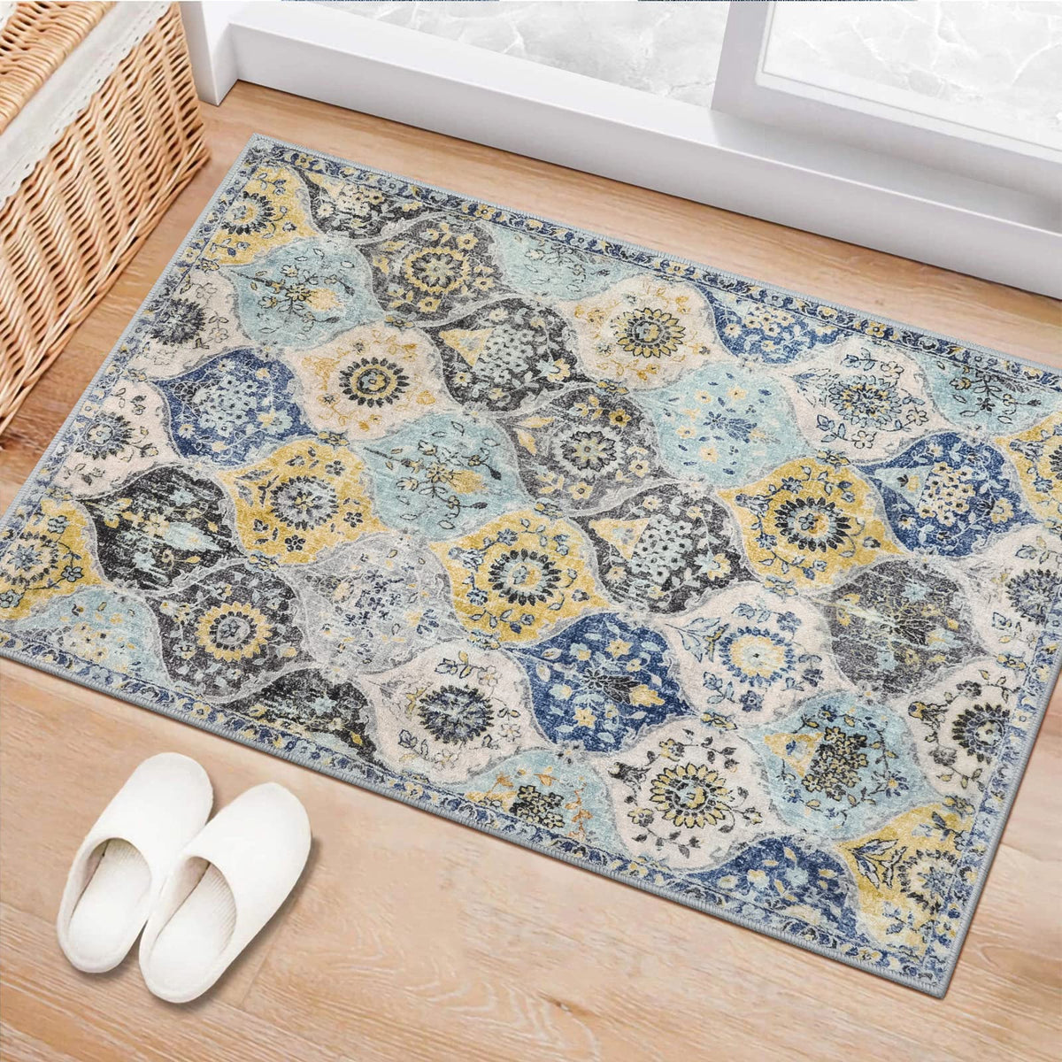 Lahome Moroccan Washable Small Area Rug, 3x5 Rug for Bedroom Living Room