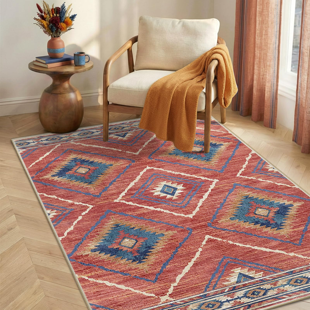 BESTSWEETIE 5'x7' Washable Area Rug for Living Room Bedroom Lightpink