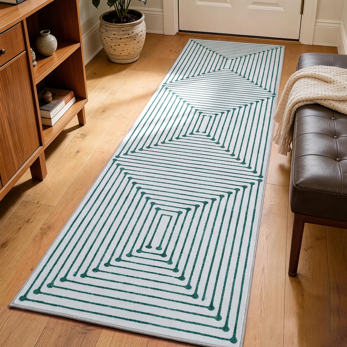 YIHOUSE Washable 5x7 Area Rugs for Living Room, Black and White Striped Rug for Bedroom Playroom Non Slip Low Pile, Soft Modern Geometric Carpet for Entryway Home Office Decor