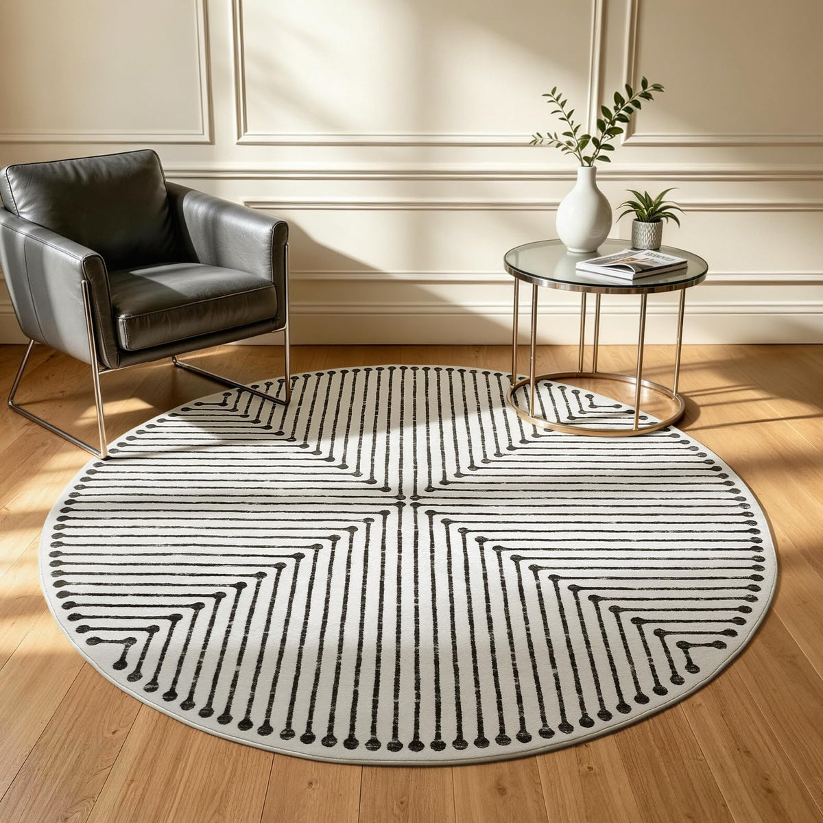 YIHOUSE Washable 5x7 Area Rugs for Living Room, Black and White Striped Rug for Bedroom Playroom Non Slip Low Pile, Soft Modern Geometric Carpet for Entryway Home Office Decor