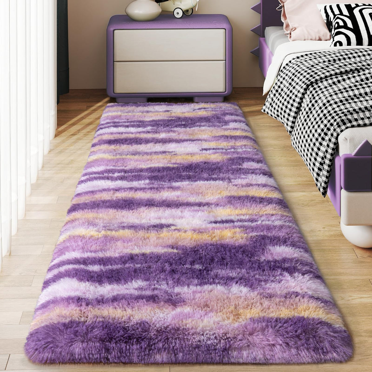 Soft Runner Rugs for Bedroom Hallway 2x6 Beige Fluffy Shag Washable