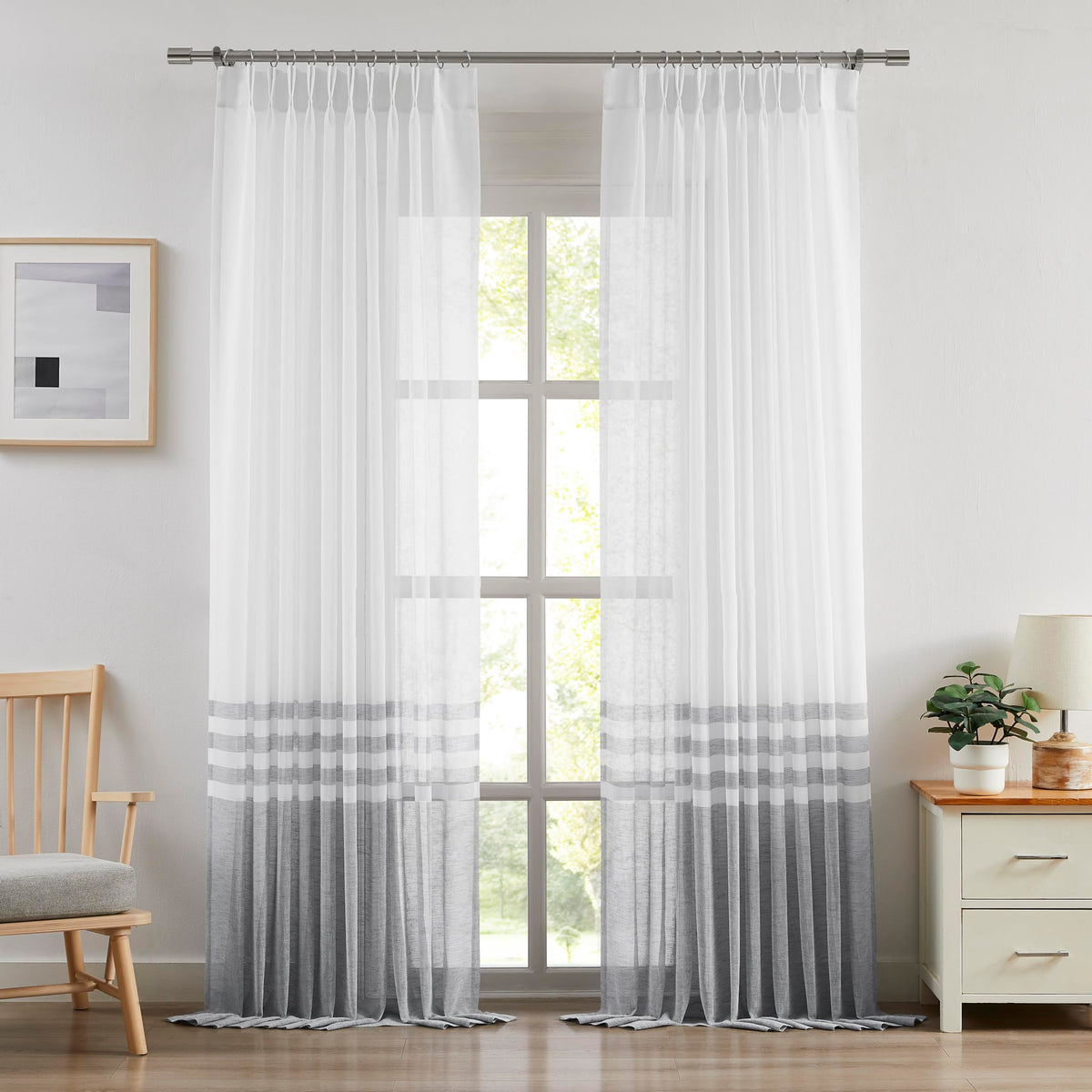 WEST LAKE Egret Ivory Pinch Pleated Sheer Curtains 102 Inches Long