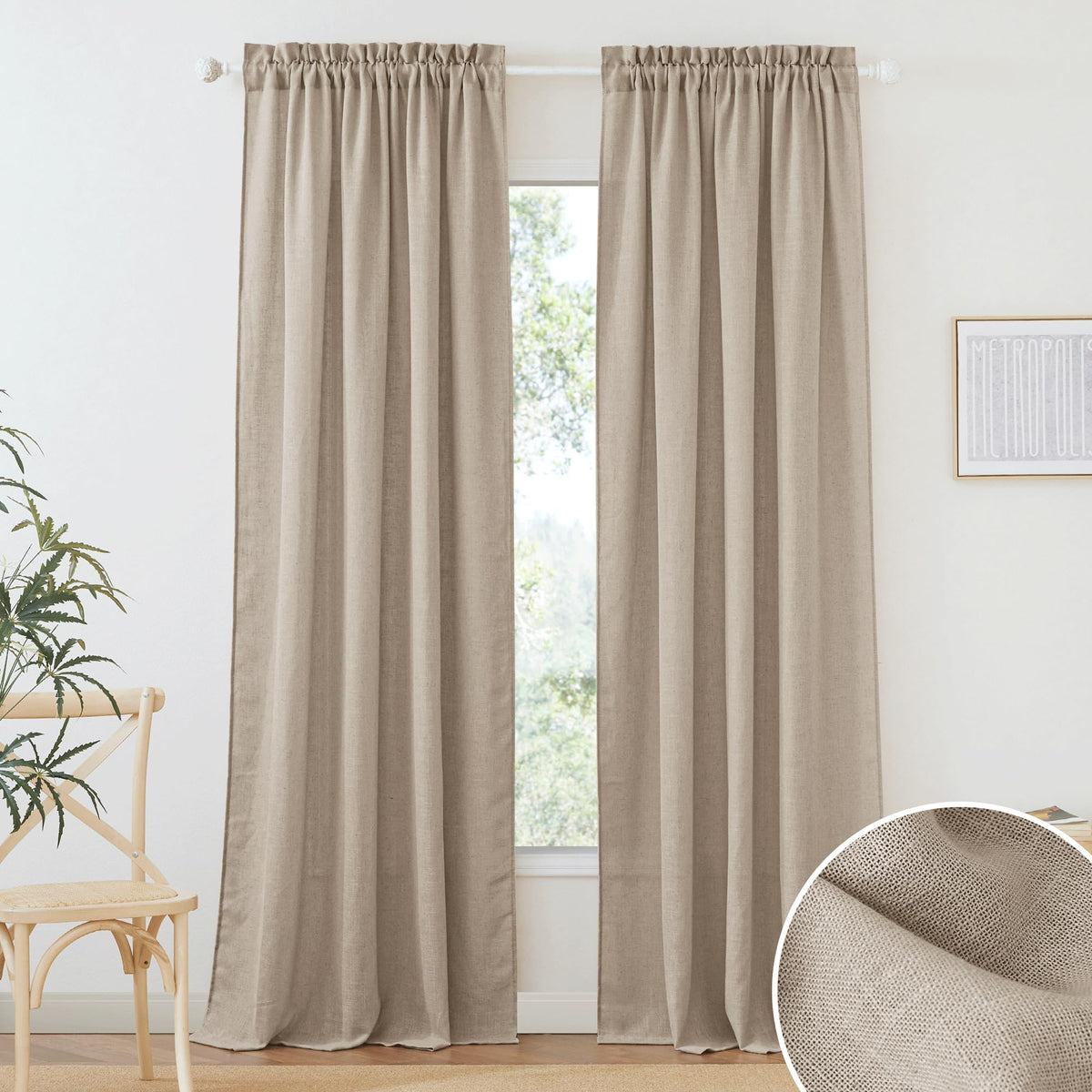 RYB HOME White Semi Sheer Curtains 84 inches Long for Living Room