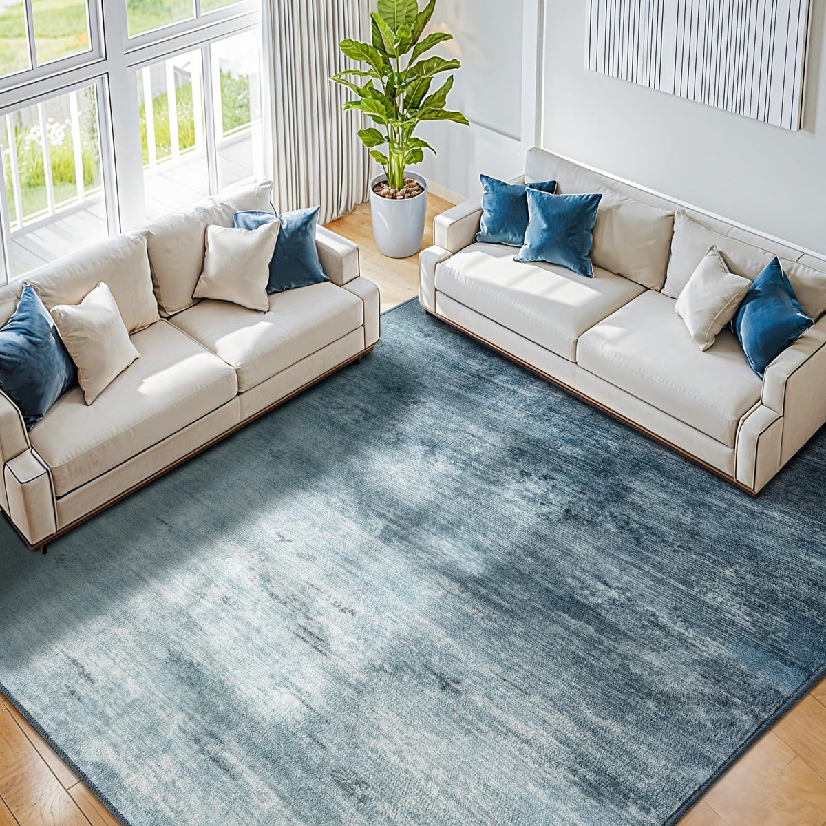 8x10 Washable Area Rug, Black Solid Area Rugs for Living Room & Bedroom