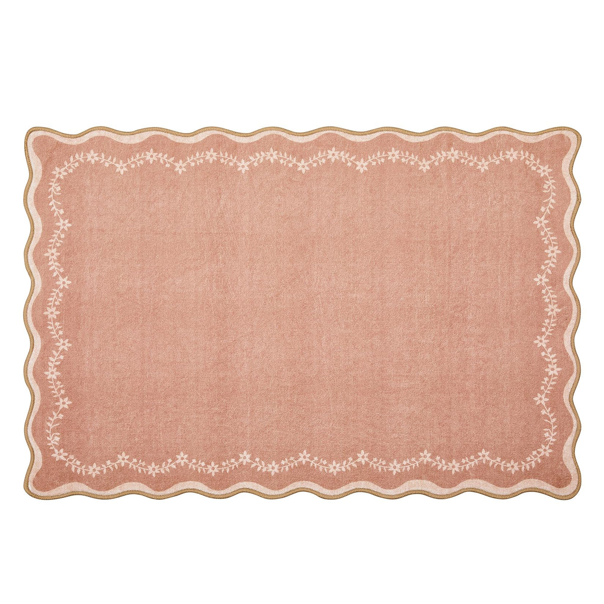 GarveeHome 5x7 Scalloped Area Rug Jute Washable Bedroom Living Room Rug
