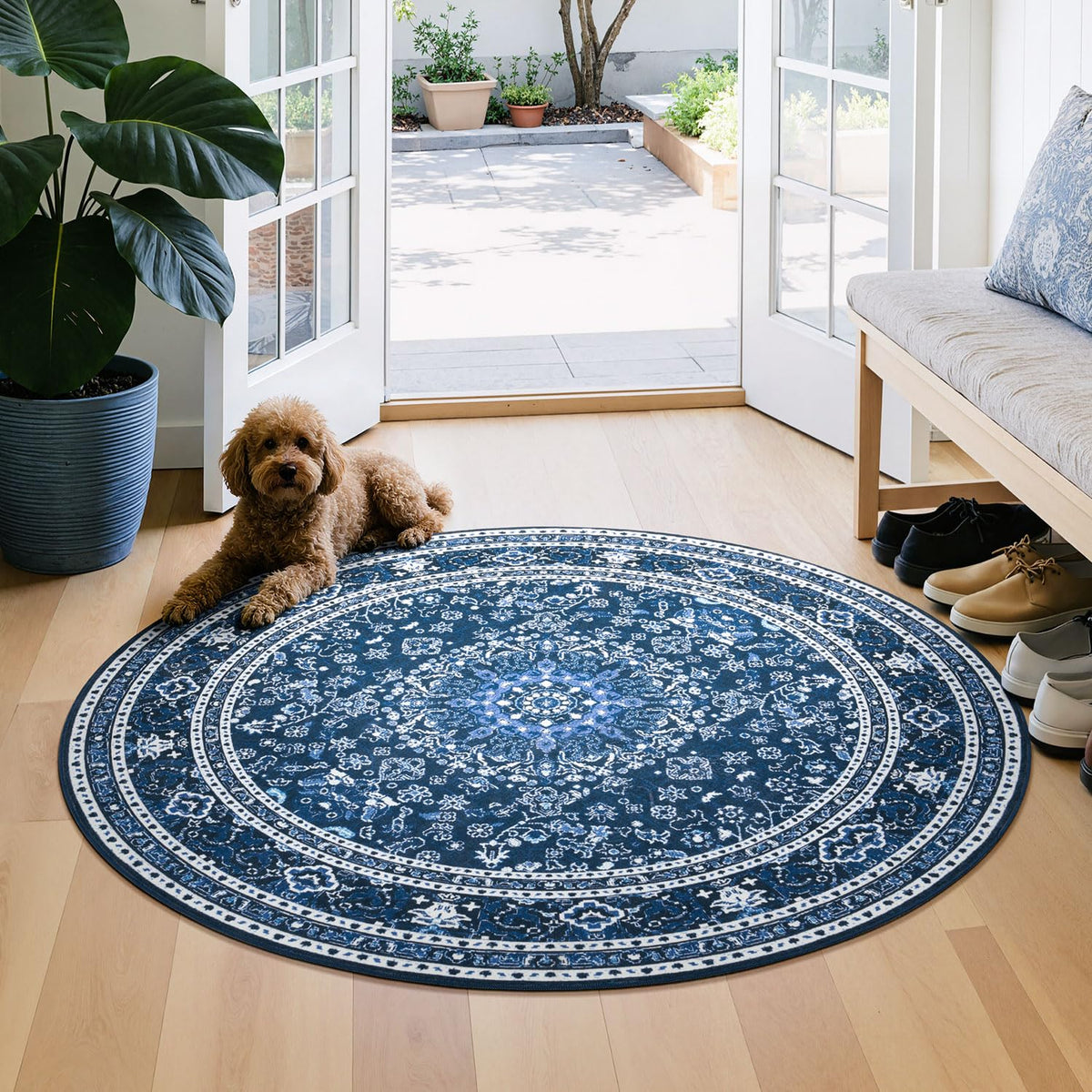 Lessymo 8 x 10 Area Rugs for Living Room, Machine Washable Rug Grey White