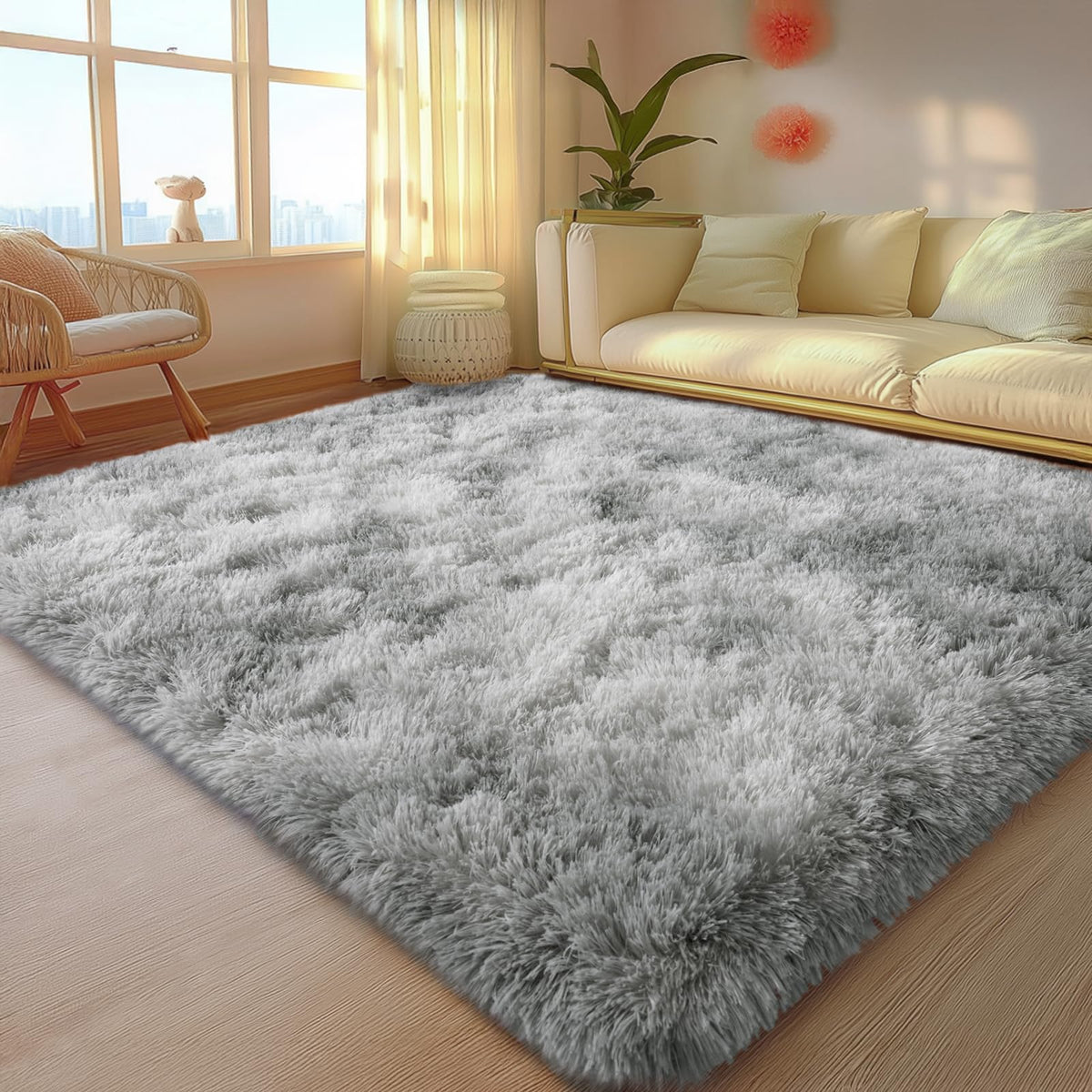 Mugorn 8x10 Area Rugs for Living Room, Large Fluffy Black Rugs for Bedroom