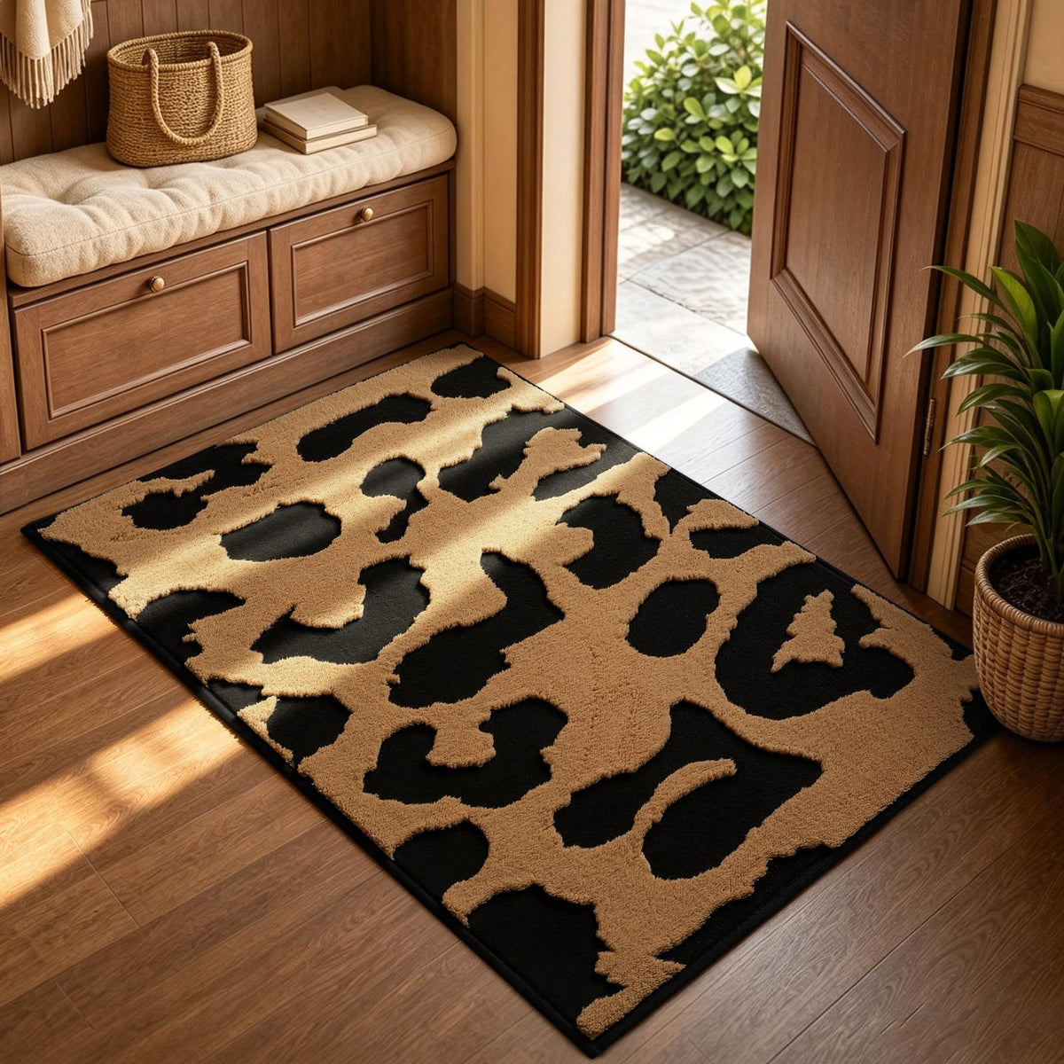 YIHOUSE 5×7 Ft Area Rugs for Living Room: Modern Washable Rug - Abstract Black and Cream White Rug for Bedroom Dining Room Office Playroom Nursery Home Decor - Nonslip Non-Shedding Striped Rugs