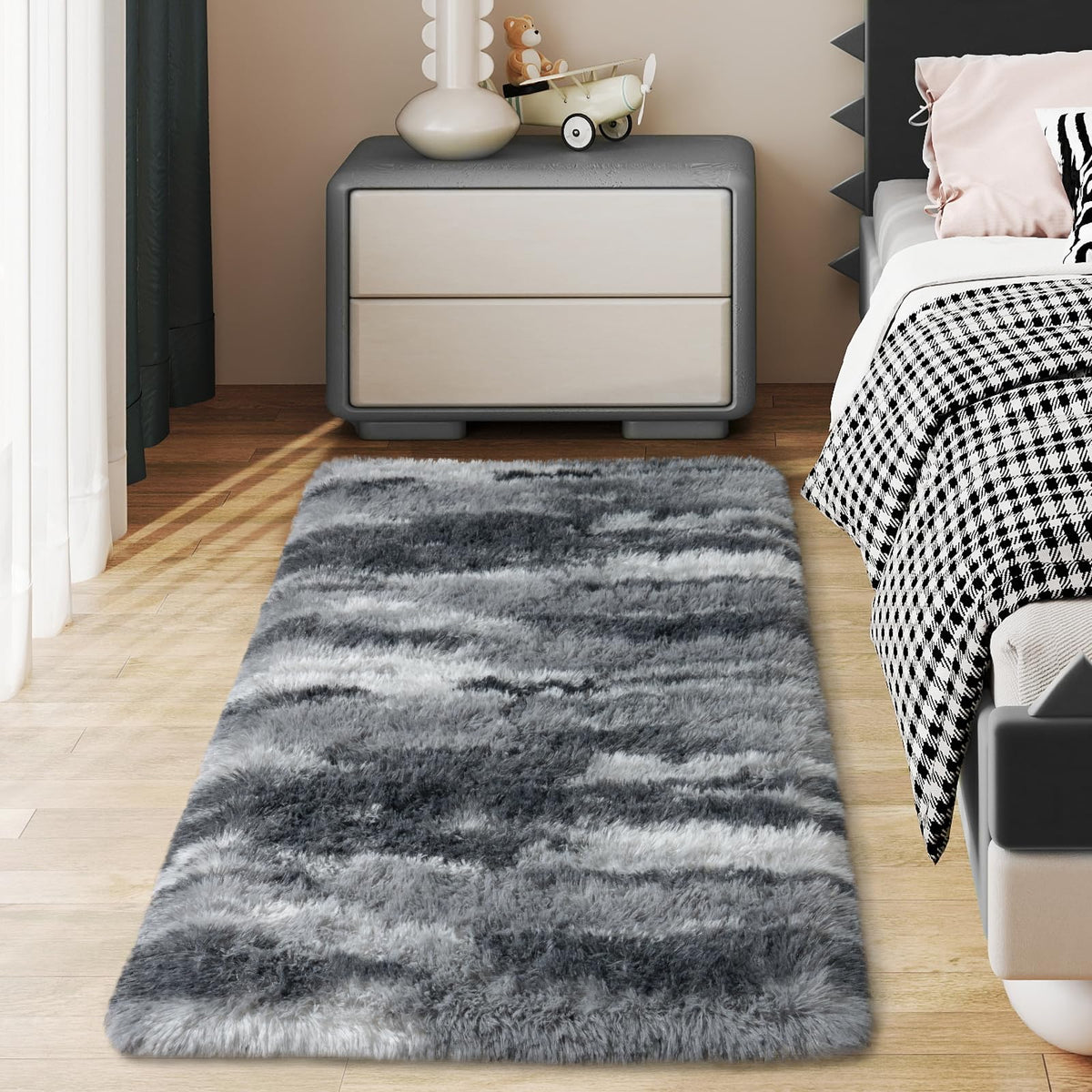 Soft Runner Rugs for Bedroom Hallway 2x6 Beige Fluffy Shag Washable