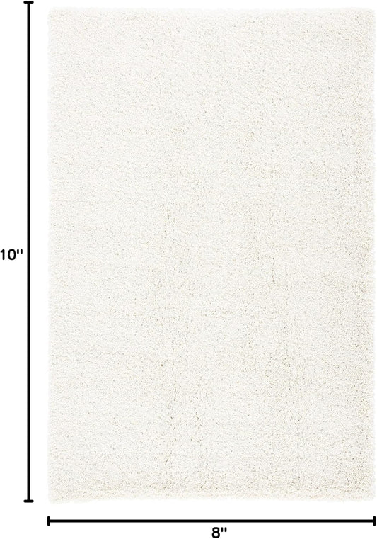 SAFAVIEH Milan Shag Collection 8' x 10' Ivory SG180 Solid Non-Shedding Living Room Bedroom Dining Room Entryway Plush 2-inch Thick Area Rug
