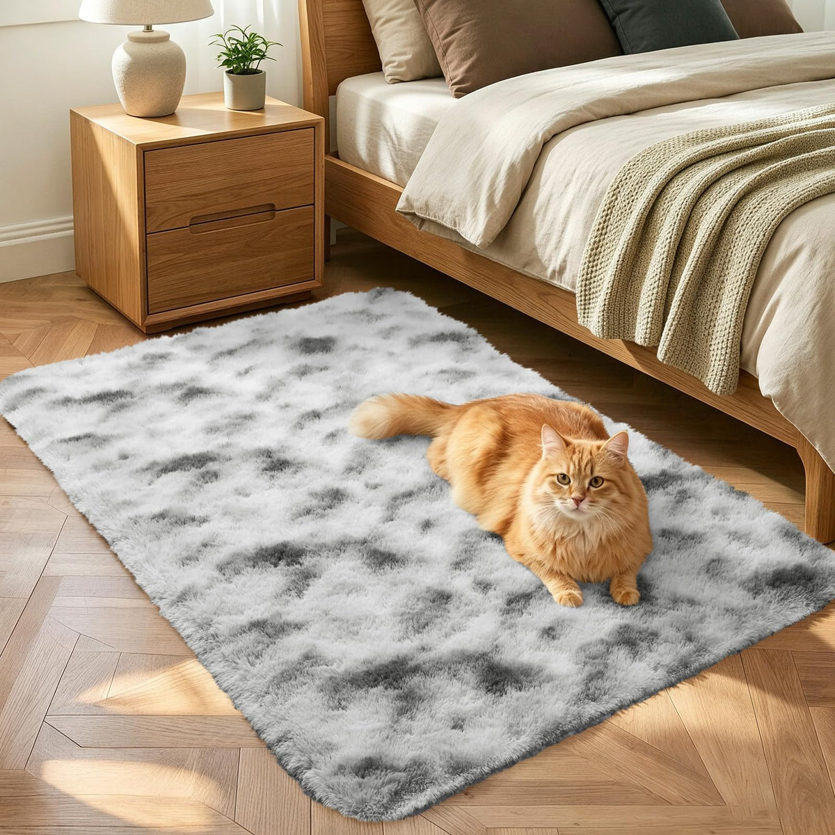 Noahas 2x6 Black Fluffy Soft Runner Rug Non-Slip for Bedroom Dorm Hallway