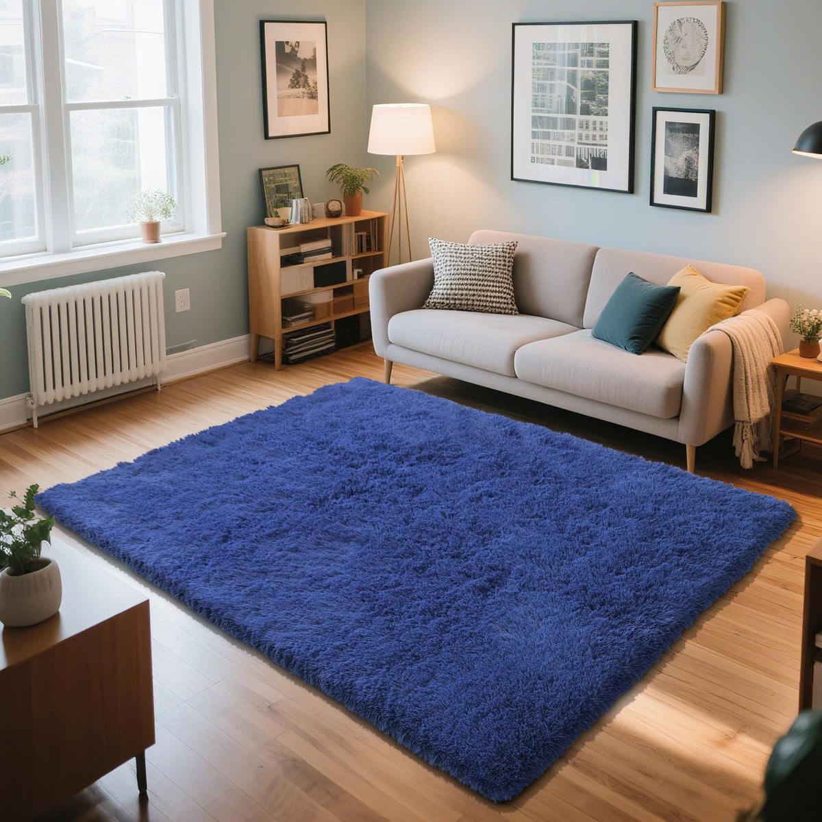 Beige 8x10 Area Rugs for Living Room, Fluffy Shag Rug Large Bedroom Carpet