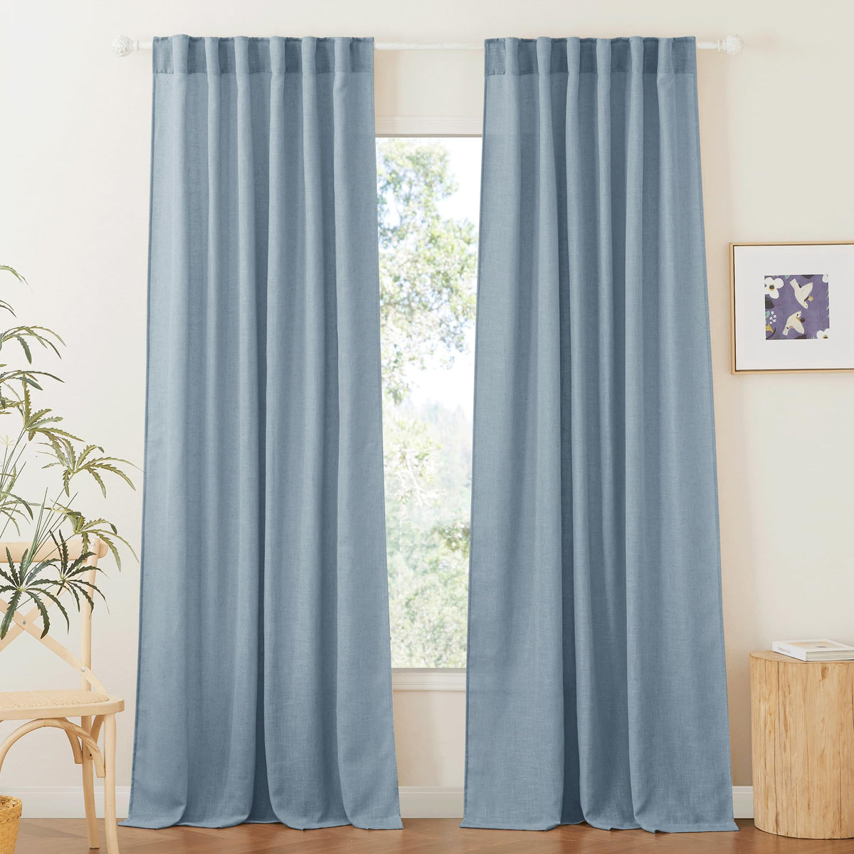 RYB HOME White Sheer Curtains for Living Room Patio Glass Door, W52 x L95