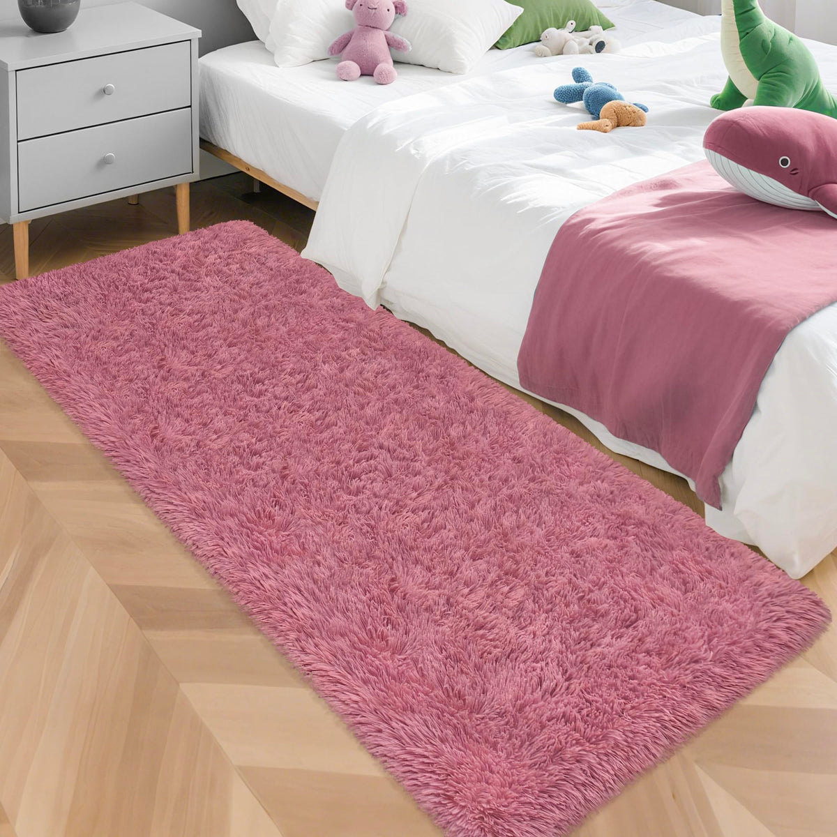 Tie-Dyed Runner Rug for Bedroom Black Grey 2x6ft Fluffy Area Rug Bedside Runner Rug for Kids Room Boys Teens Nursery Baby Living Room Dorm Home Decor Carpets