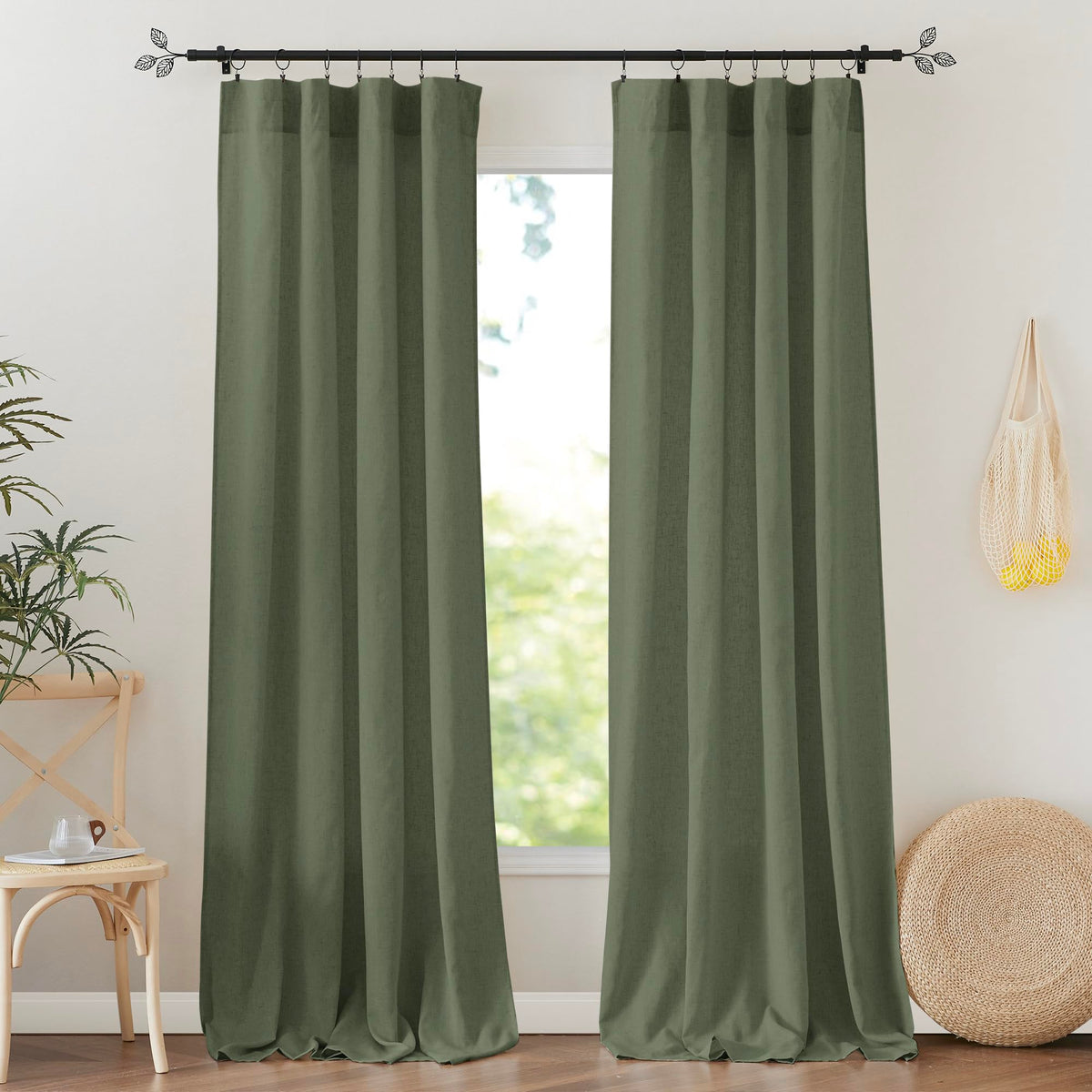 RYB HOME White Semi Sheer Curtains 84 inches Long for Living Room