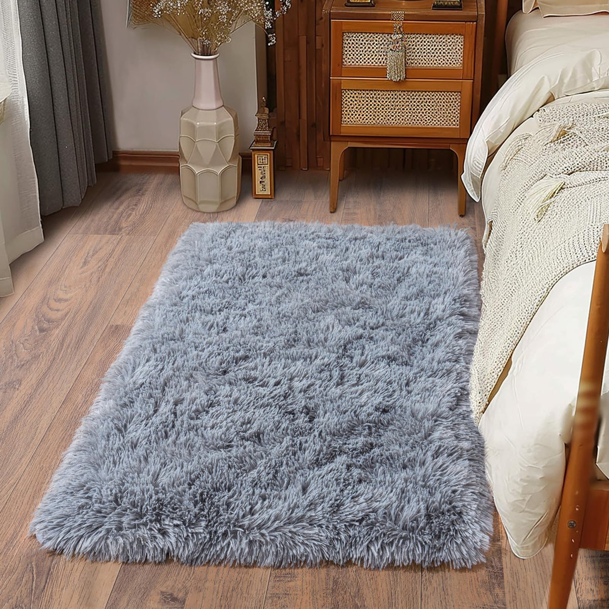 Soft Runner Rugs for Bedroom Hallway 2x6 Beige Fluffy Shag Washable