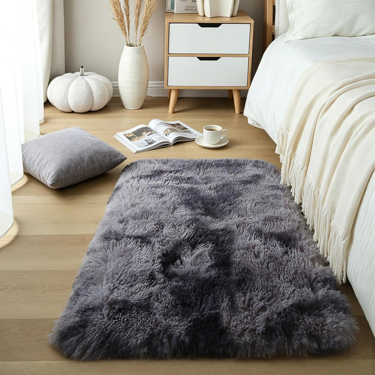 Pink Fluffy 4x6 Area Rugs for Bedroom Girls, Plush Washable Carpet