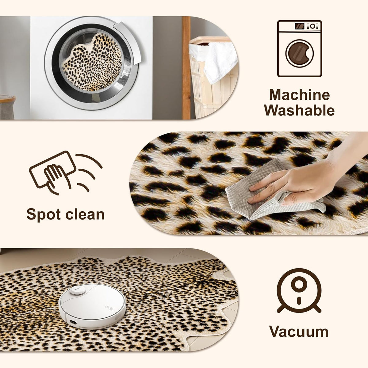 Cheetah Print Rug, Leopard Rug 5.2x7 Faux Animal Print Skin Cheetah Area Rug for Bedroom Living Room Animal Fur Hide Rustic Antelope Multicolor