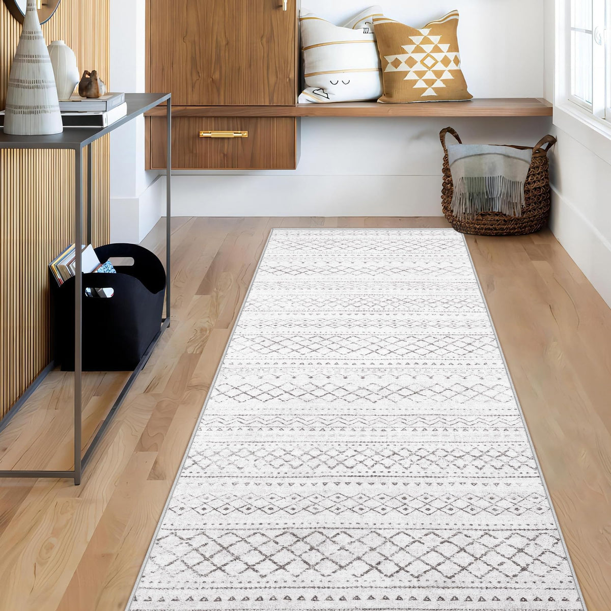 Area Rug 4x6 Geometric Rug: Washable Boho Moroccan Rugs Soft Farmhouse Rug, Modern Neutral Stain Resistant Indoor Floor Carpet for Livingroom Bedroom Dining Table Nursery(Modern Beige,4'x6')