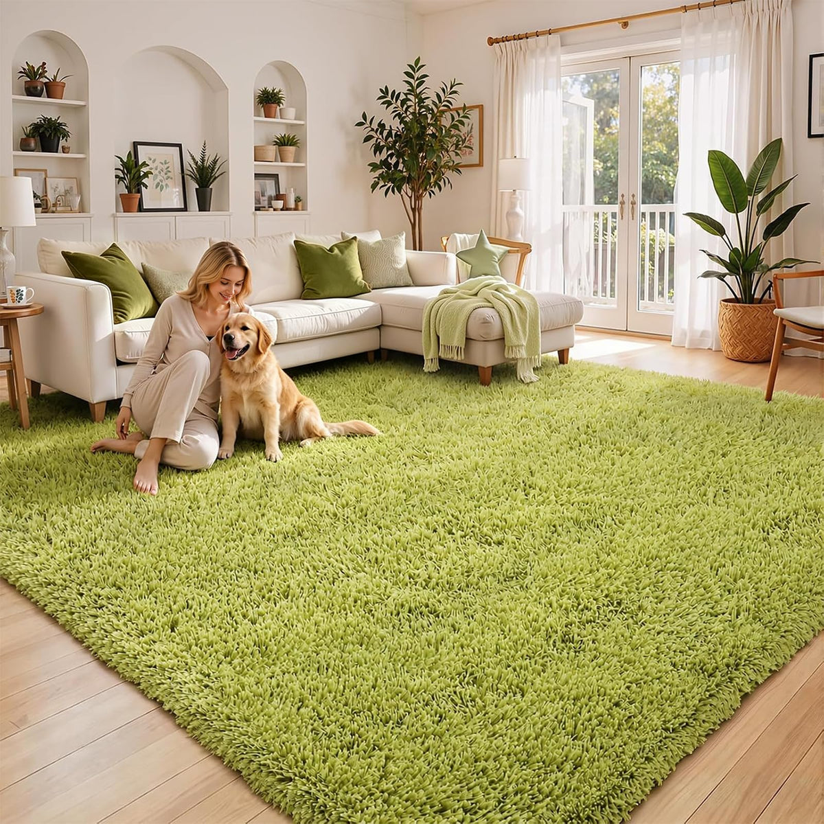 8x10 Area Rugs for Living Room,Light Grey Large Shaggy Soft Plush Furry Rug