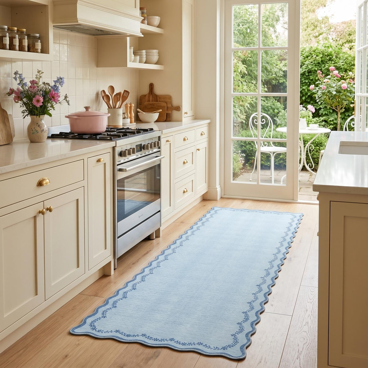 GarveeHome 5x7 Scalloped Area Rug Jute Washable Bedroom Living Room Rug