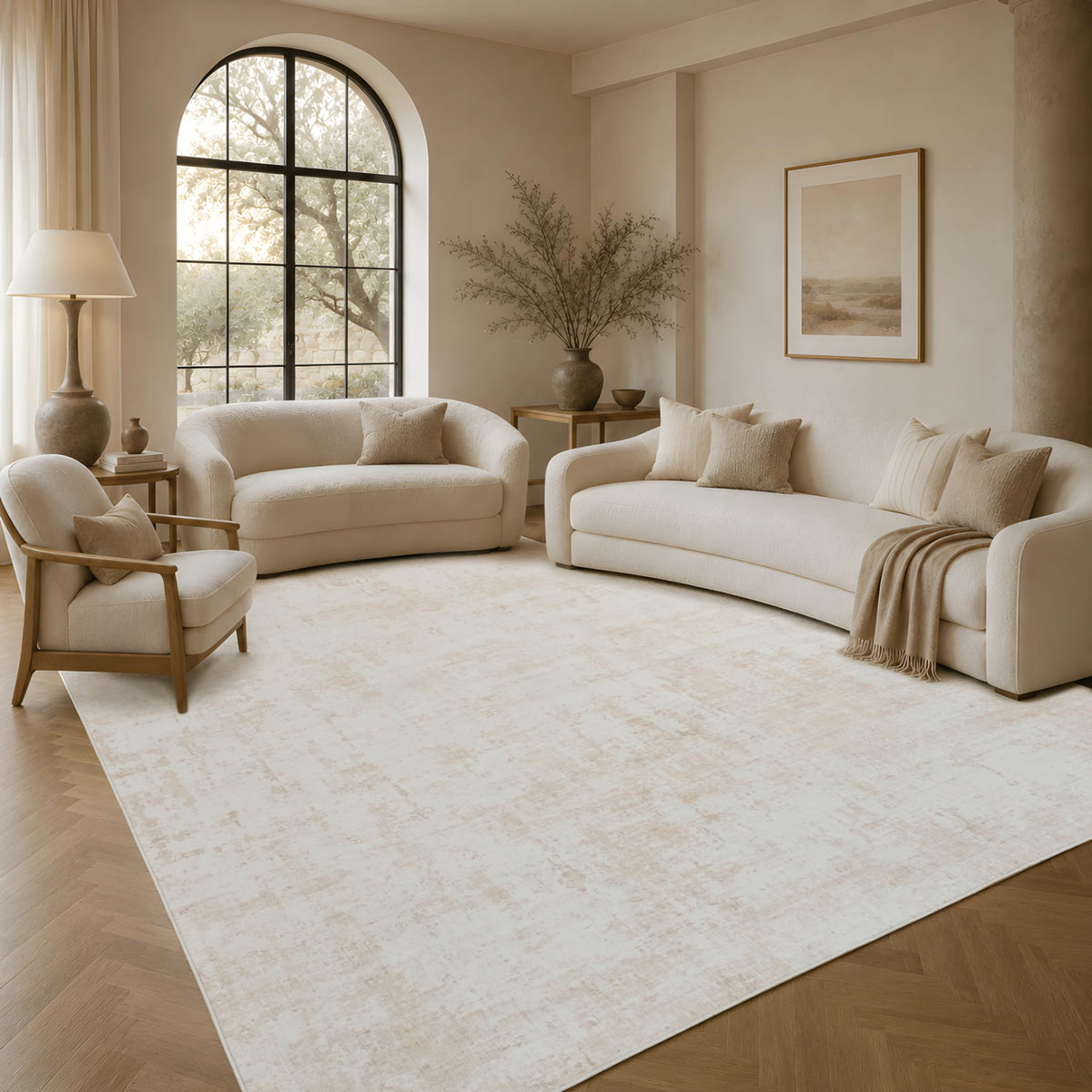 8x10 Area Rugs Living Room: Bedroom Vintage Washable Carpet Beige