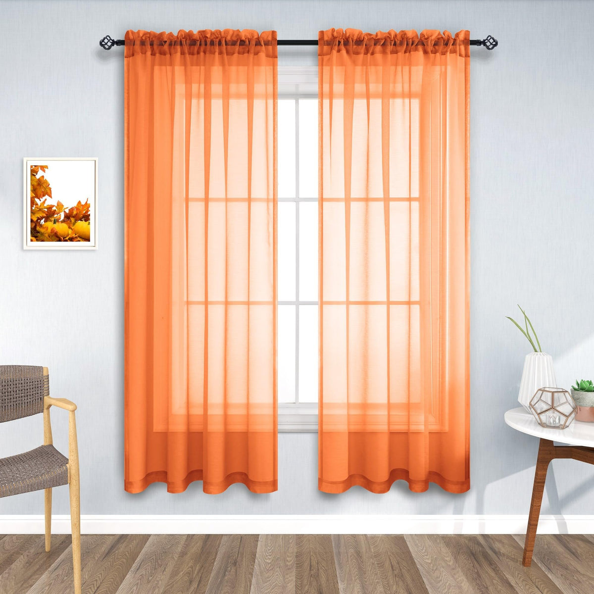 Pitalk Terracotta Curtains 84 Inch Length for Living Room 2 Panel Sets Rod Pocket Sheer Curtains for Living Room Rust Burnt Orange Red