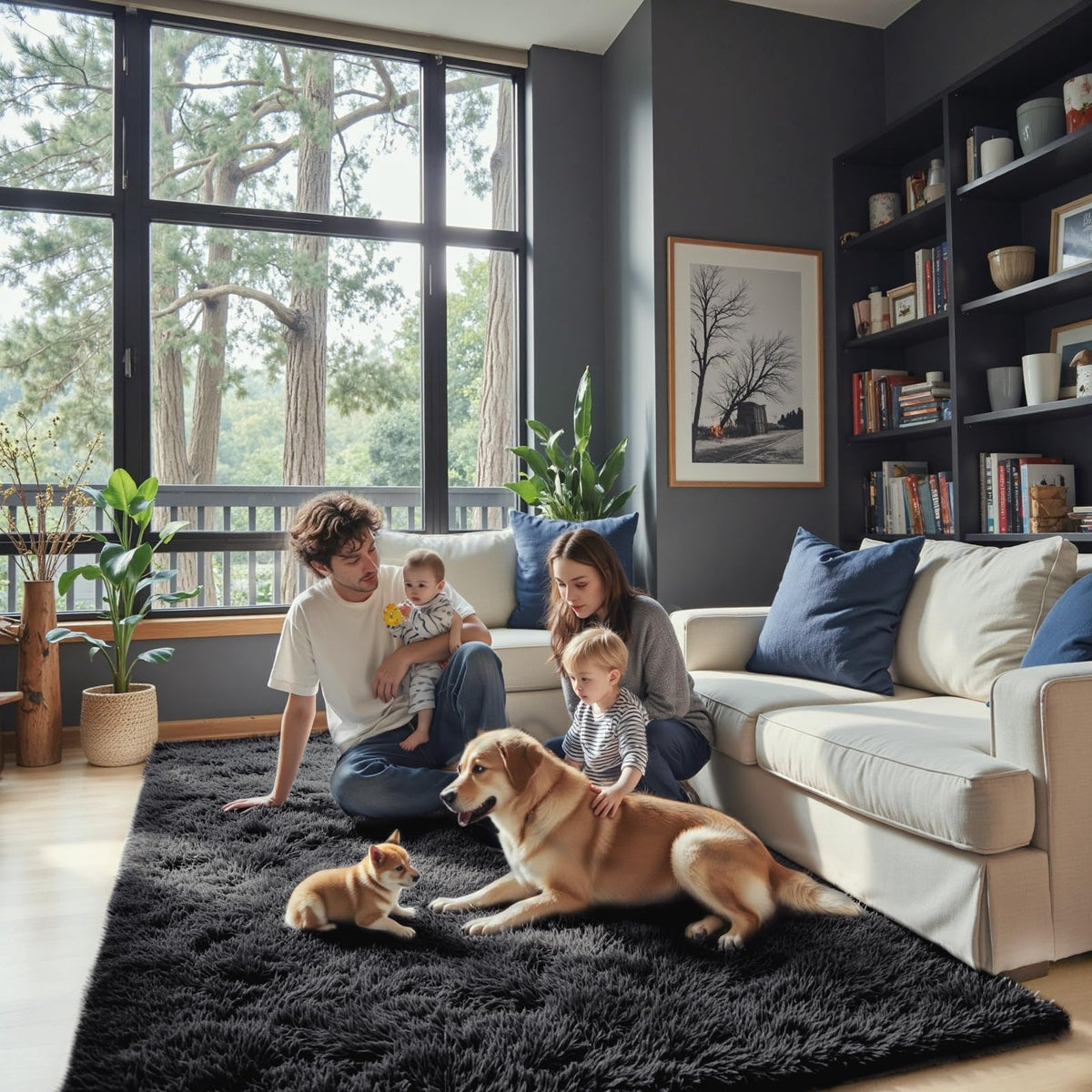 8x10 Area Rugs for Living Room,Light Grey Large Shaggy Soft Plush Furry Rug