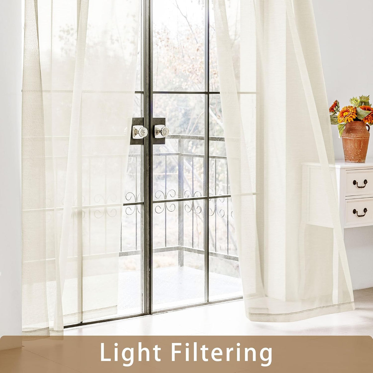 Natural Sheer Curtains 96 Inches Long Rod Pocket