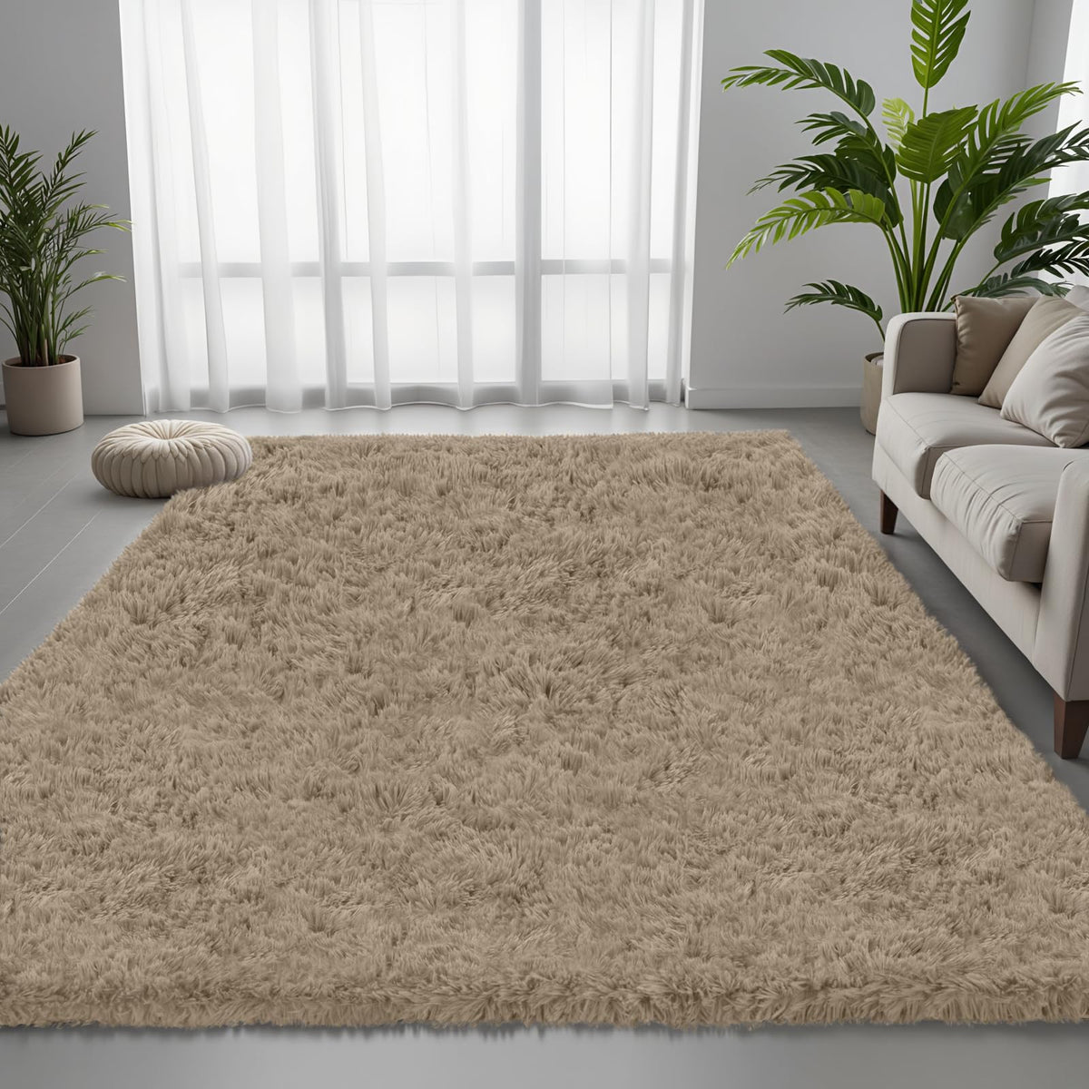 6x9 Black Fluffy Fuzzy Shag Area Rug for Living Room, Bedroom, Dorm Carpet