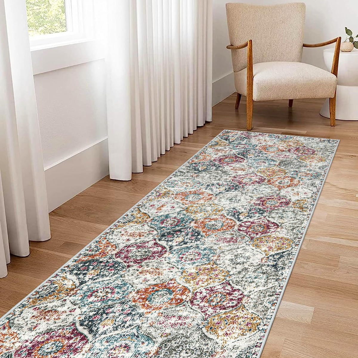 Lahome Moroccan Washable Small Area Rug, 3x5 Rug for Bedroom Living Room