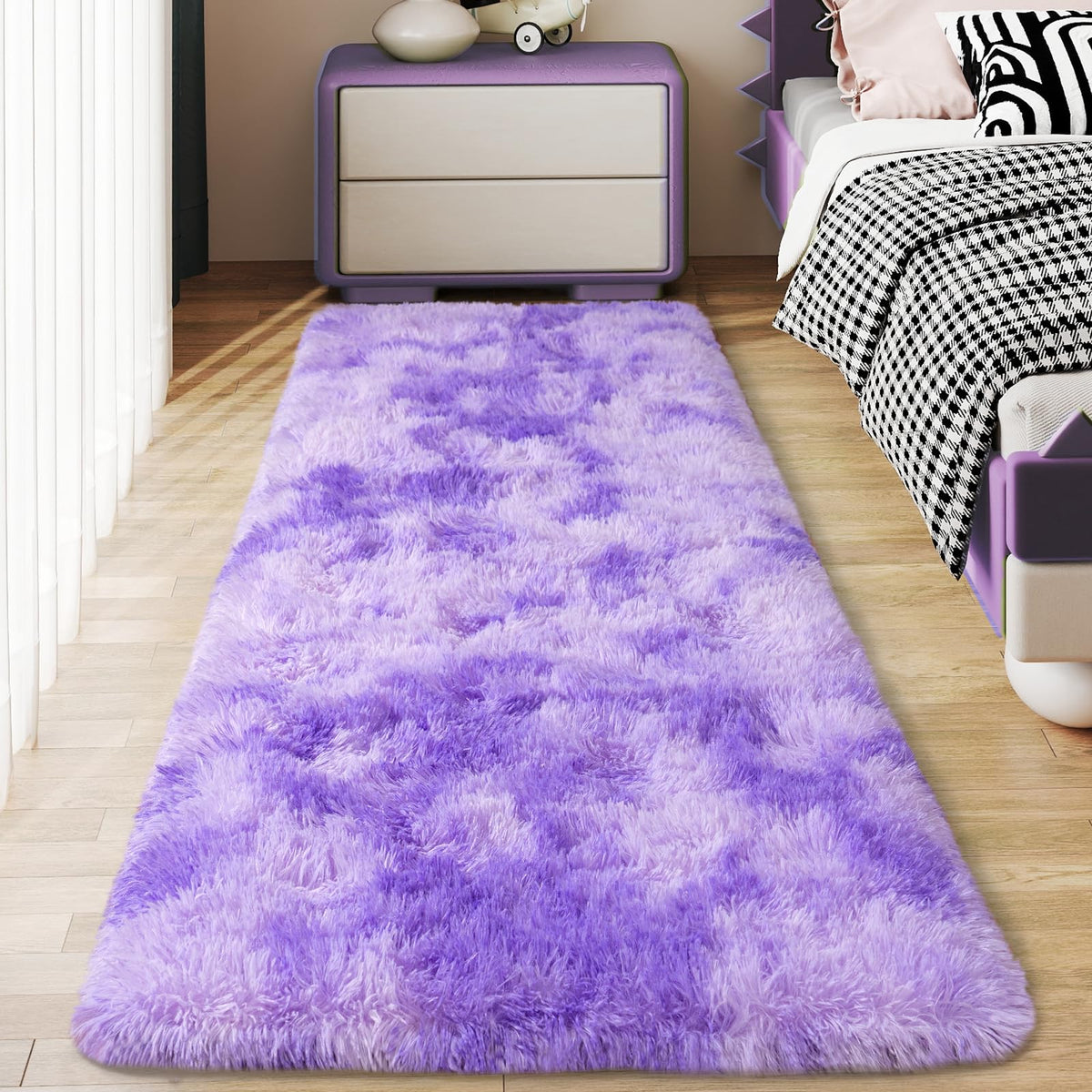 Soft Runner Rugs for Bedroom Hallway 2x6 Beige Fluffy Shag Washable