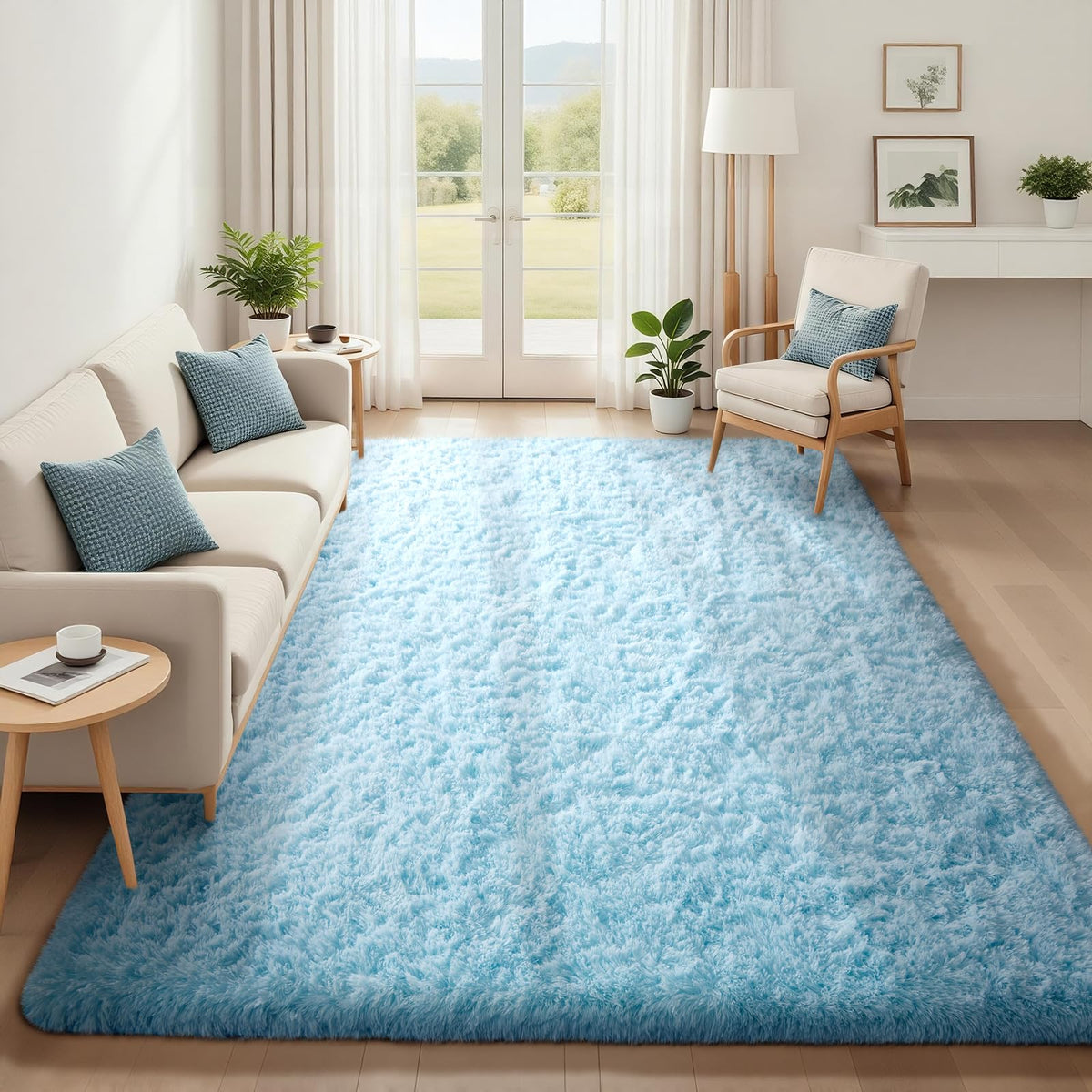 Ophanie 5x7 Area Rugs for Living Room Ivory, Fluffy Shag Large Fuzzy Plush Soft Rug, Shaggy Floor Big Carpets for Bedroom Nursery, Kids Home Decor Aesthetic with Over 99 pcs Pile fibers
