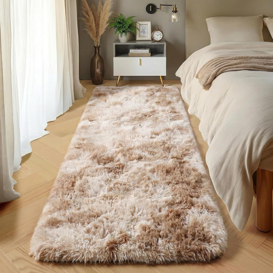 Runner Rugs for Bedroom Living Room, 2x6 Tie-Dyed Beige Hallway Area Rug