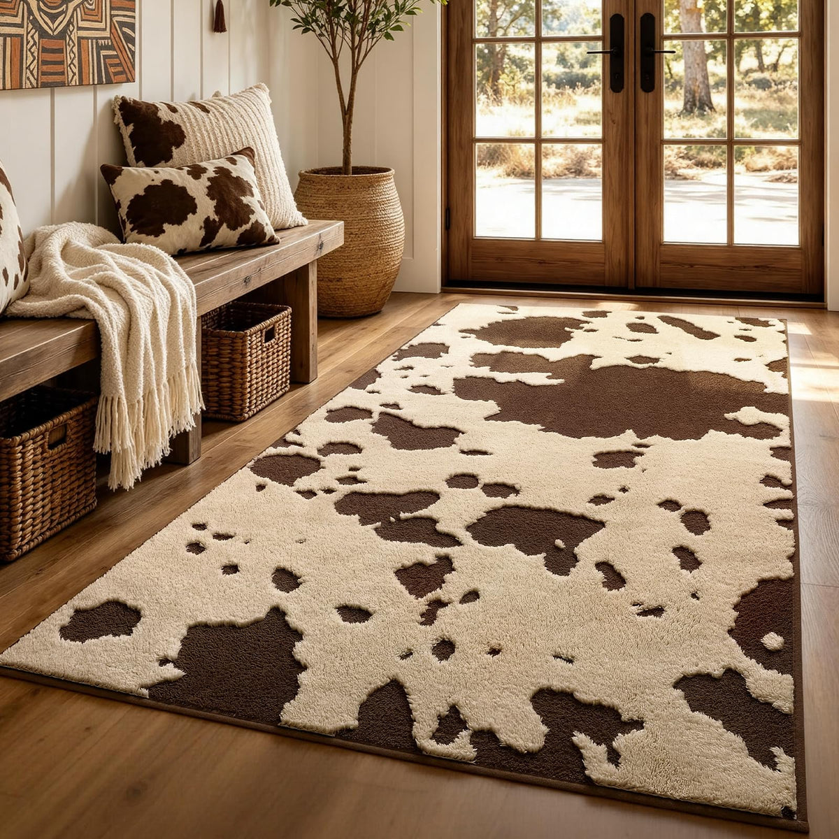 YIHOUSE 5×7 Ft Area Rugs for Living Room: Modern Washable Rug - Abstract Black and Cream White Rug for Bedroom Dining Room Office Playroom Nursery Home Decor - Nonslip Non-Shedding Striped Rugs