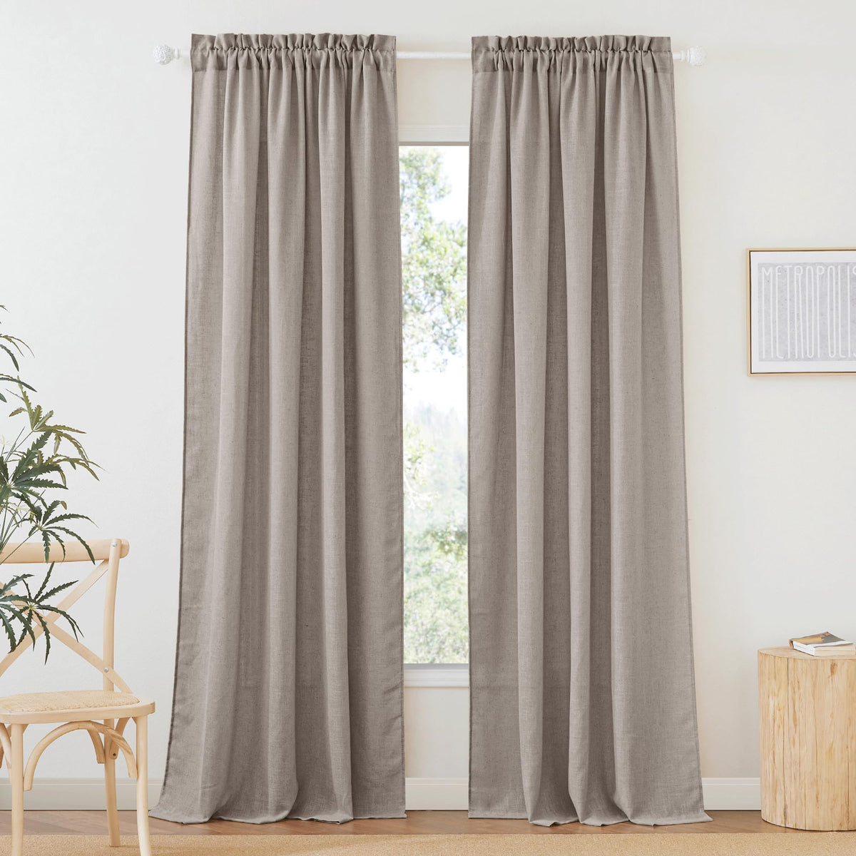 RYB HOME White Semi Sheer Curtains 84 inches Long for Living Room
