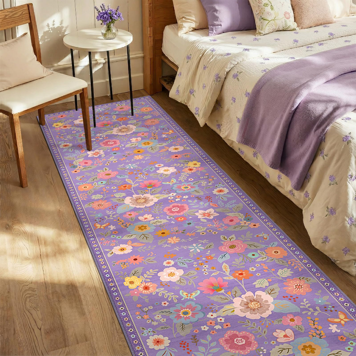 RELEANY Floral Washable 5x7 Area Rugs Pink