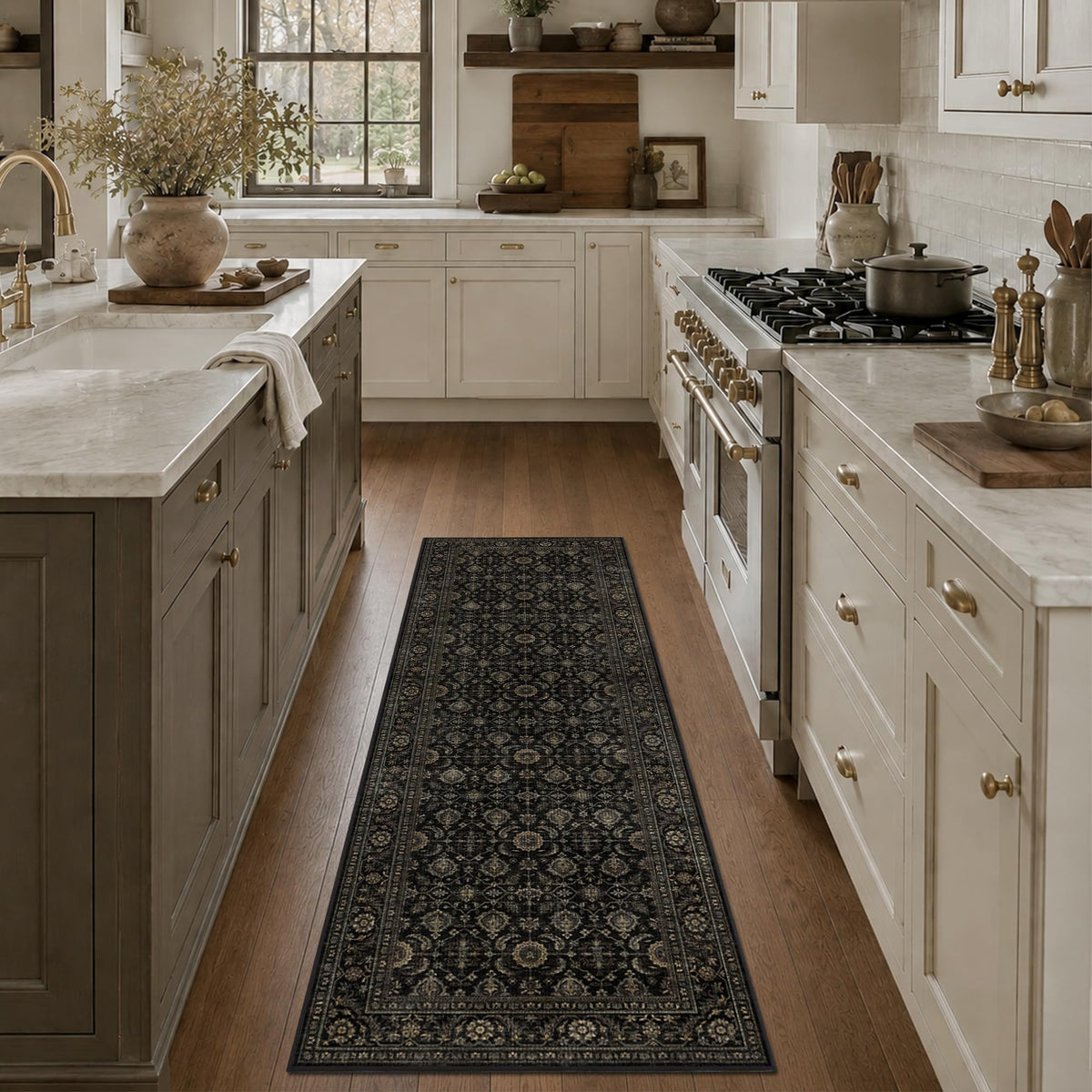 JOOJA 8x10 Beige Vintage Soft Low Pile Boho Neutral Washable Area Rug