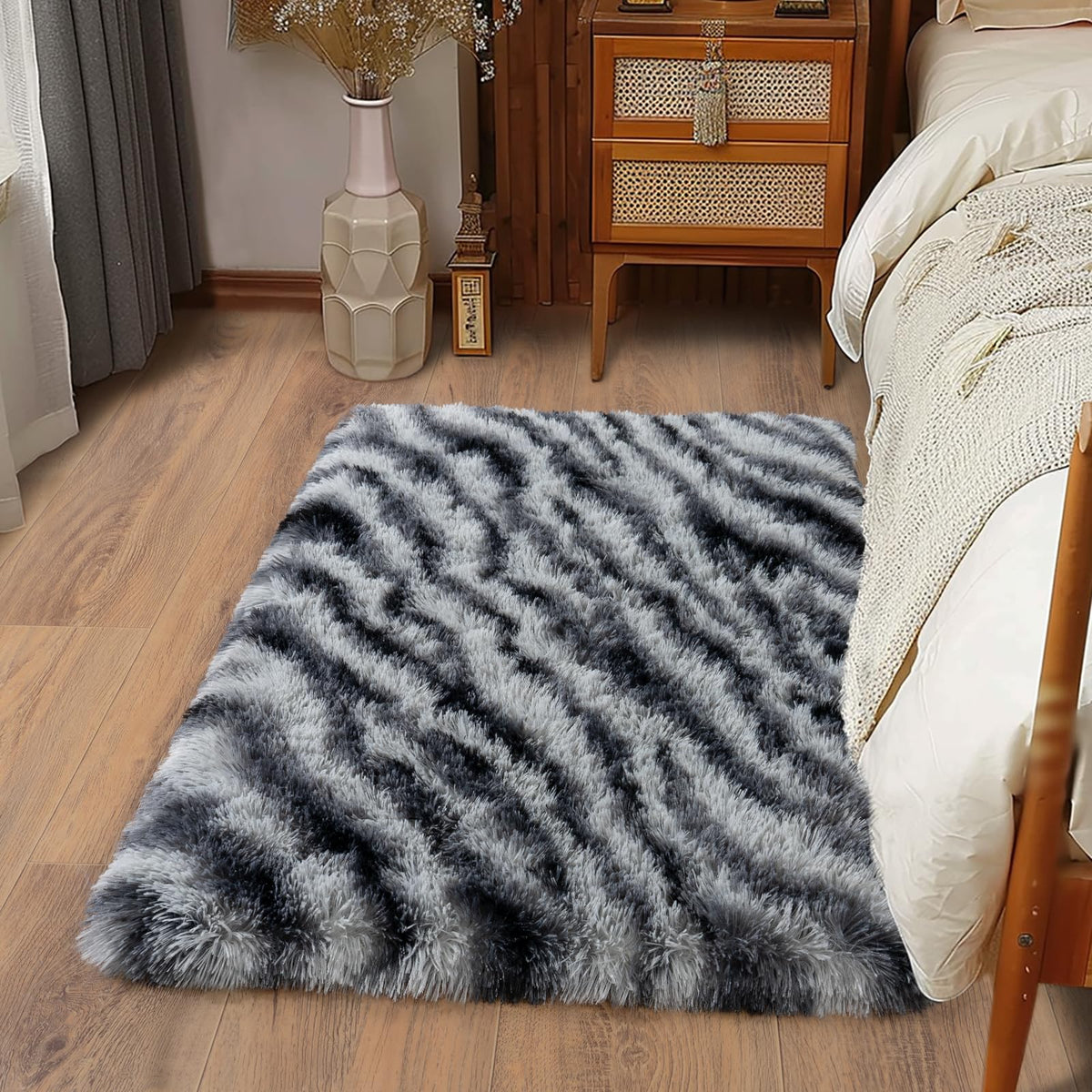 Soft Runner Rugs for Bedroom Hallway 2x6 Beige Fluffy Shag Washable