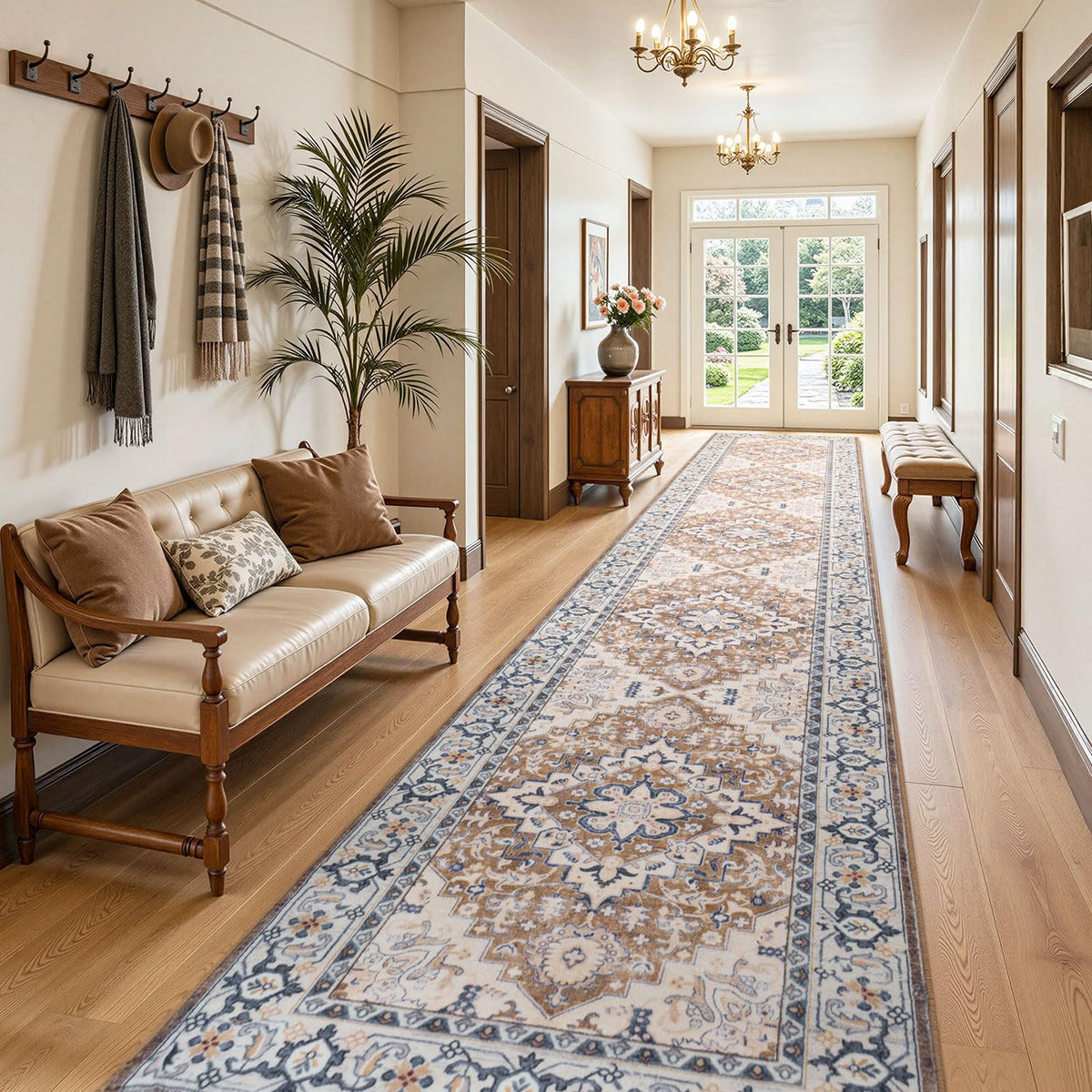 Lofus 5x7 Area Rugs for Living Room Bedroom, Soft Boho Carpet Floral Brown