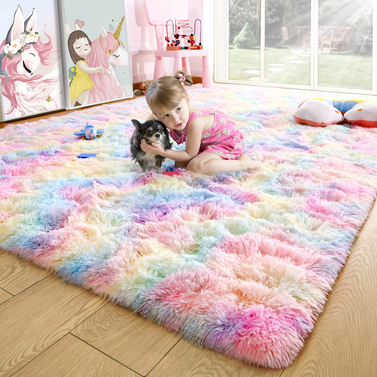 Noahas 2x6 Black Fluffy Soft Runner Rug Non-Slip for Bedroom Dorm Hallway