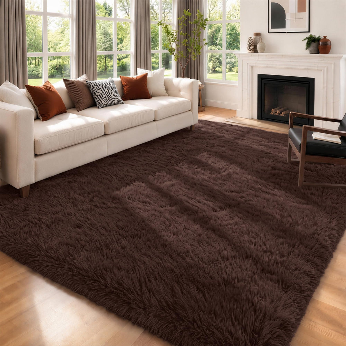 6x9 Area Rugs for Living Room Bedroom,Ultra Soft Fluffy Shag Rug Grey