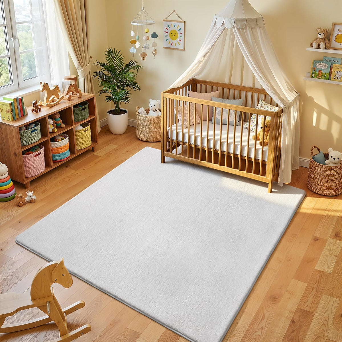 Amearea Modern Area Rugs for Bedroom Living Room, 4x6 Black Memory Foam Rug