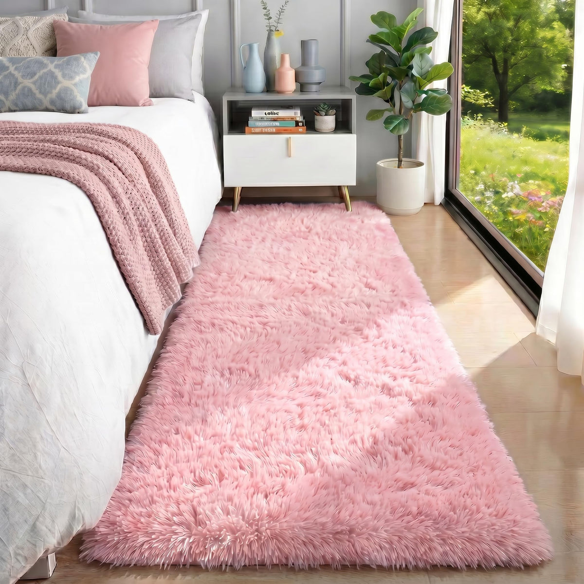 Rainbow Area Rugs for Girls Bedroom Fluffy Soft Vibrant Rugs Kids Playroom
