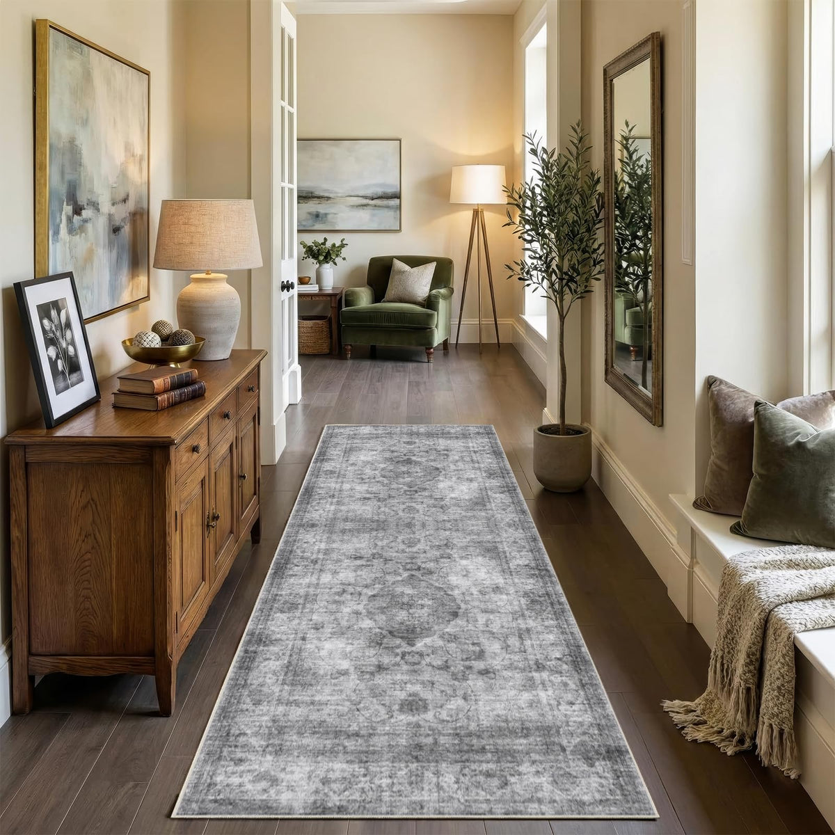 8x10 Area Rugs Living Room: Bedroom Vintage Washable Carpet Beige